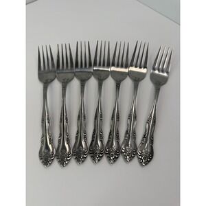 DREAM ROSE Stainless Rogers Korea By Stanley Roberts Set Of 7 Dinner Forks